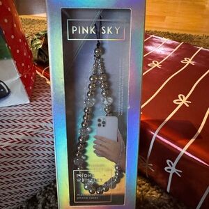 Pink Sky Phone Wristlet with Beads